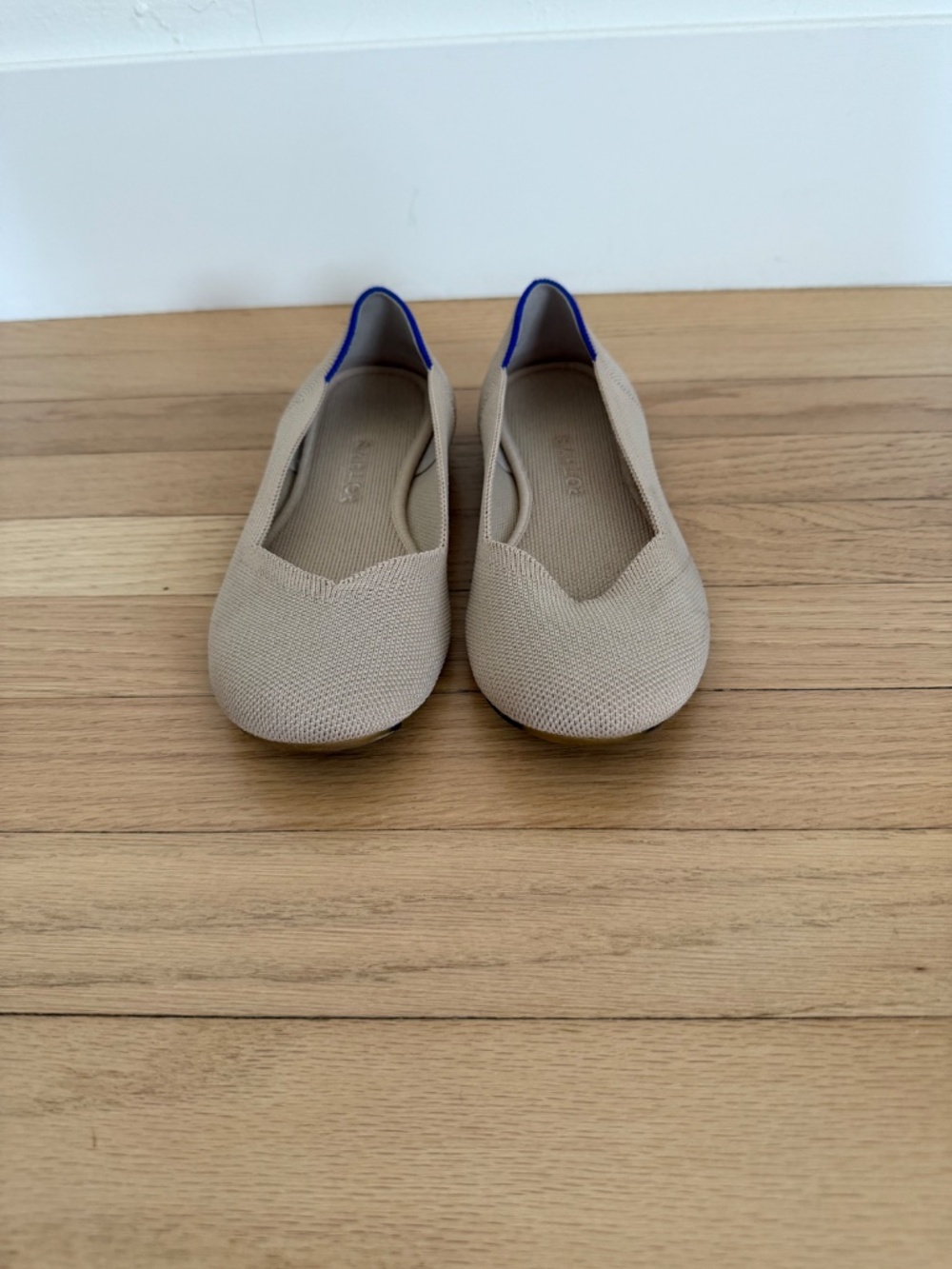 Rothy's Beige Flats with Blue Trim - Picture 3 of 5